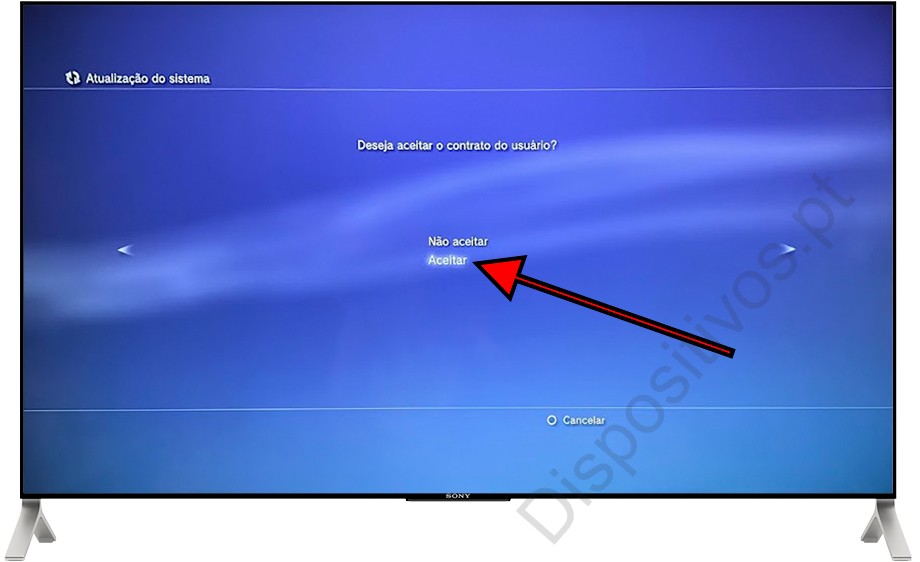 Aceitar acordo de usuário PS3