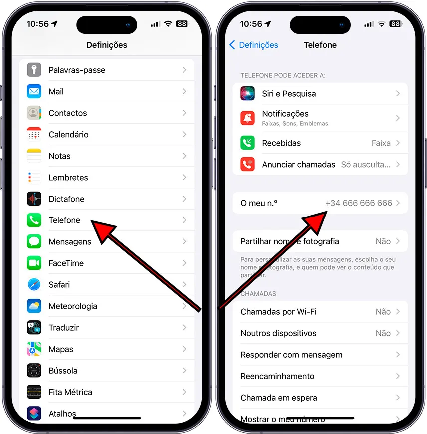 Como ver meu número de telefone no iPhone