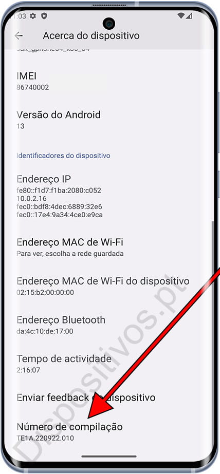 Número de versão do Android