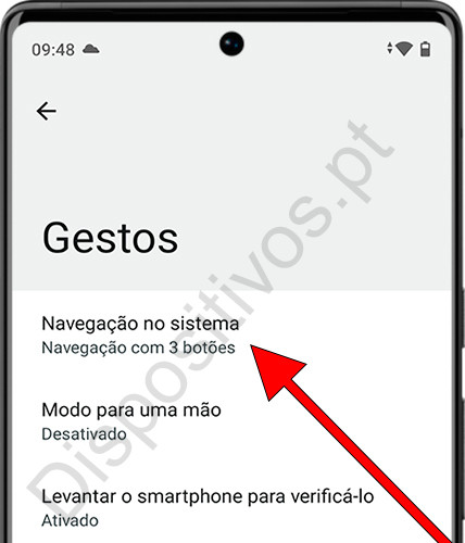 Navegação por gestos Android