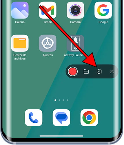 Ícone de configurações do gravador de tela Xiaomi