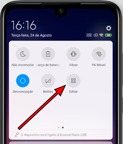 Editar ícone do painel rápido Redmi S2