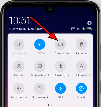 Ícone da tela de gravação Redmi S2