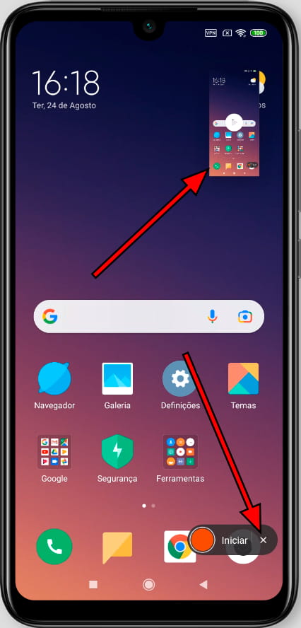 Fechar gravador de ecrã Redmi Note 12