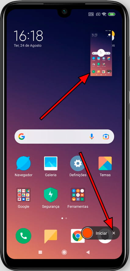 Fechar gravador de tela Redmi S2
