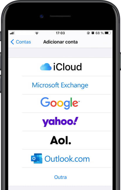 Contas de e-mail Apple iPhone