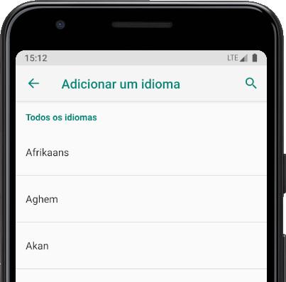 Pesquisar idiomas Android