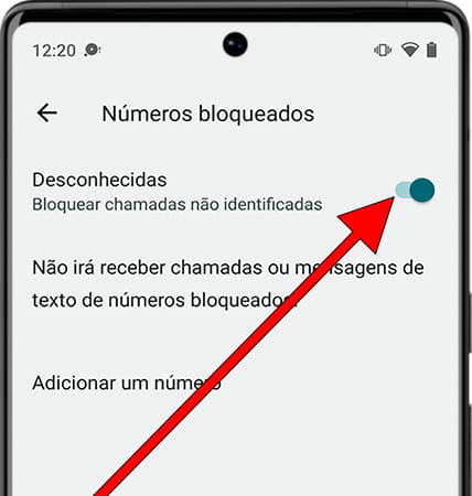 Bloquear números desconhecidos e privados Android