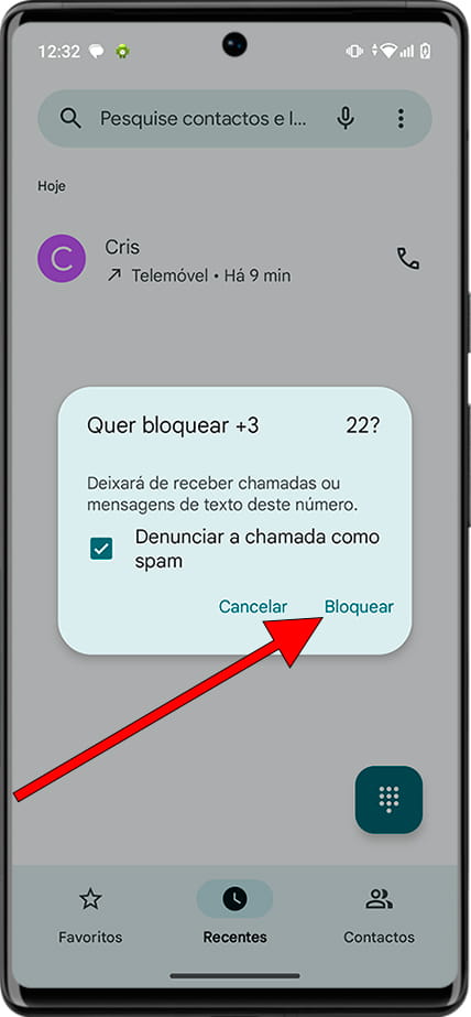 Confirmar contato bloqueado Android