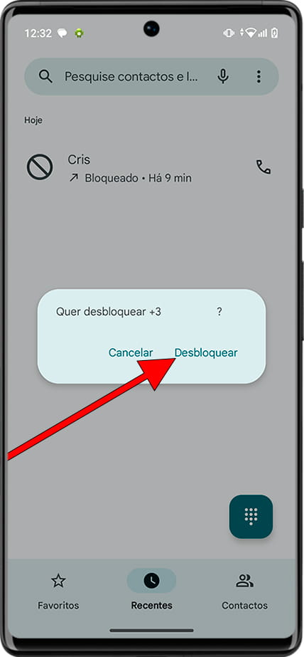 Confirmar desbloqueio de contato Android