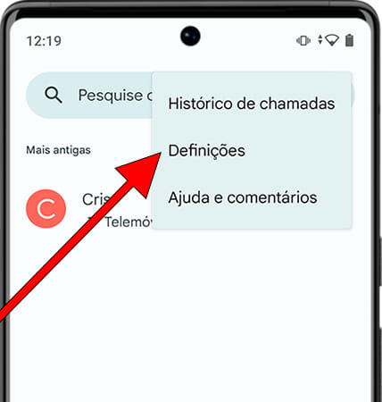 Definições do telefone Android