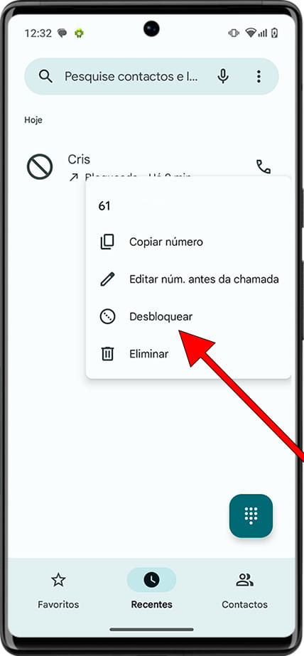 Desbloquear contato Android