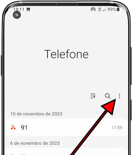 Opções de telefone Samsung