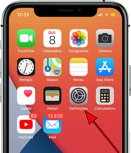 ícone definições iOS