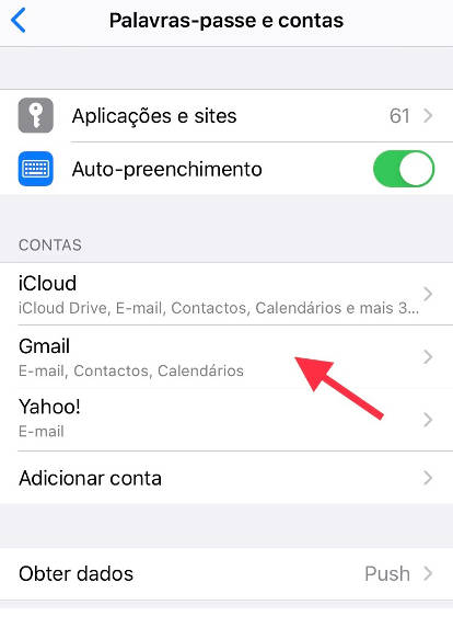 Como excluir a conta do Google em Apple iPhone XS 1