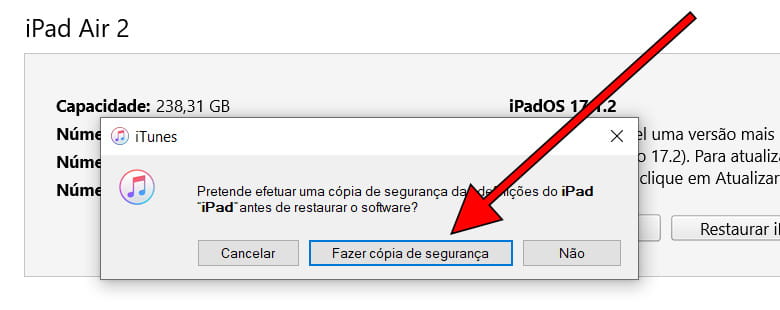 Quarto passo forçar restauração iPad 10.2 (2020)