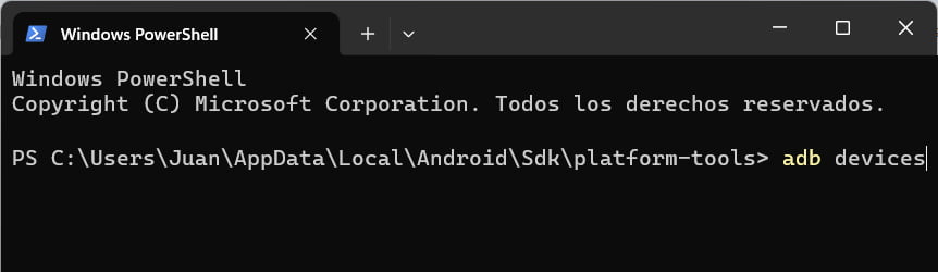adb devices no Terminal