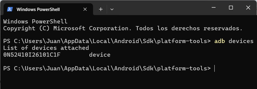 List of devices attached no Terminal