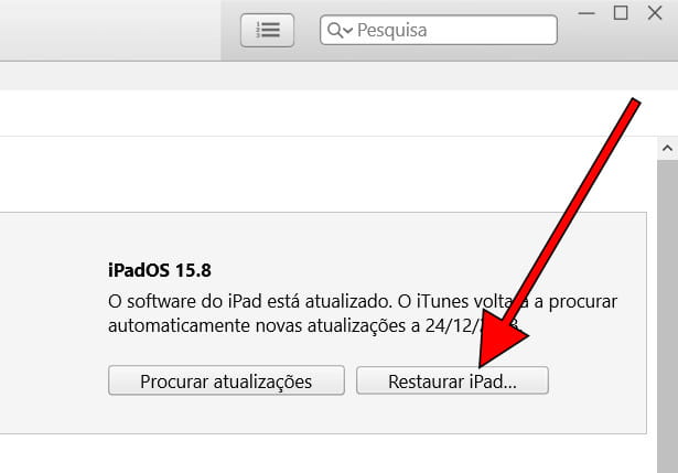 Quarto passo forçar restauração iPad 3 Wi-Fi