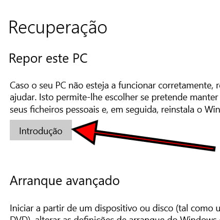 Introdução recuperação Windows