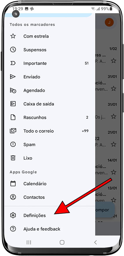 Configurações Gmail
