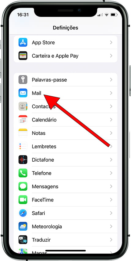 Configuração de correio Apple iPhone 14 Pro