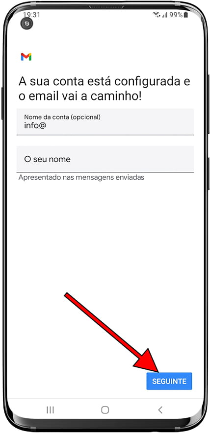 Nome da conta Gmail