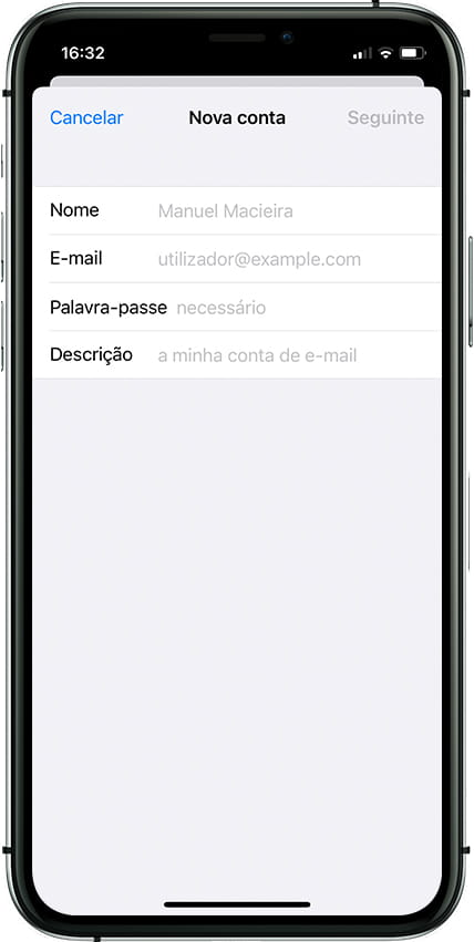 Nova conta de email Apple iPhone 15 Pro Max