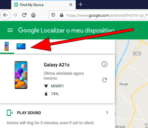 Mudar de dispositivo no Google