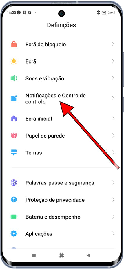 Notificações e Centro de Controle Xiaomi