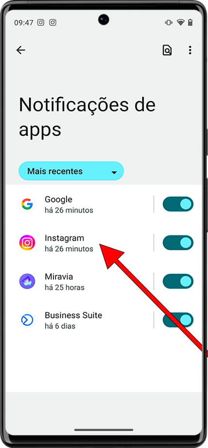 Notificações de aplicativo Android