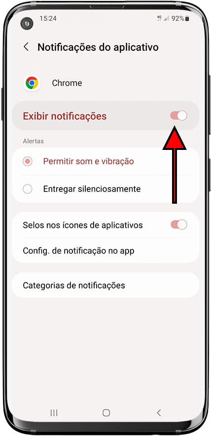 Mostrar notificações Samsung