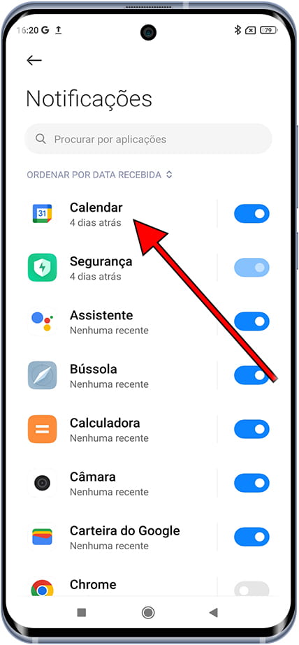 Notificações de aplicativos Xiaomi