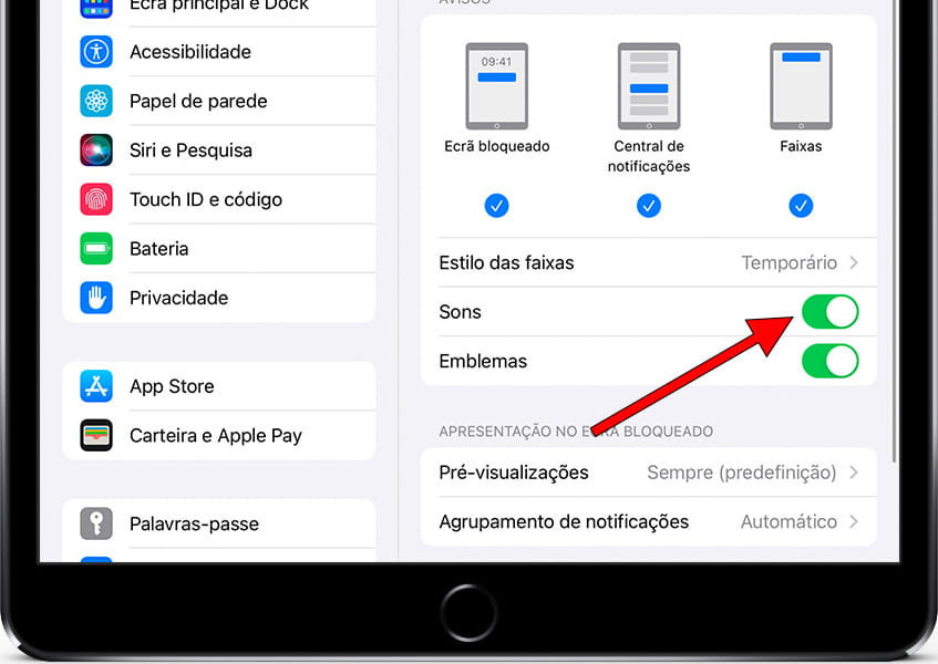 Permitir notificações do iOS