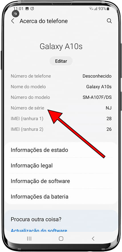 Como ver o número de série no Samsung Galaxy J7 Neo