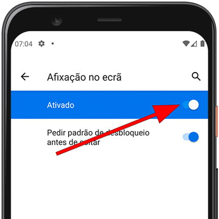 Ativar afixação no ecrã Android