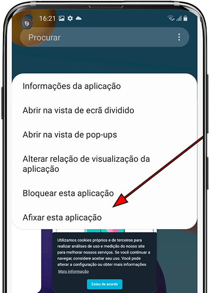 Configurações do aplicativo Samsung