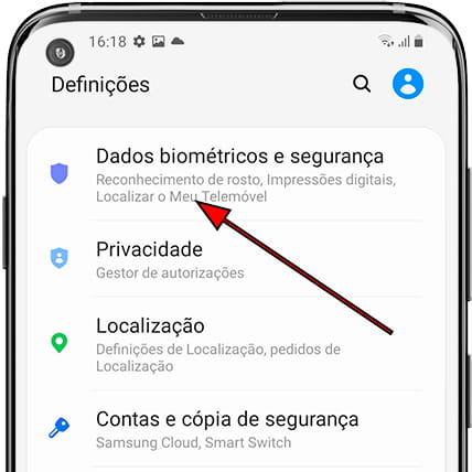 Configurações de segurança do Samsung