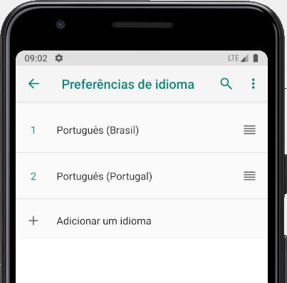 Classificar idiomas do Android