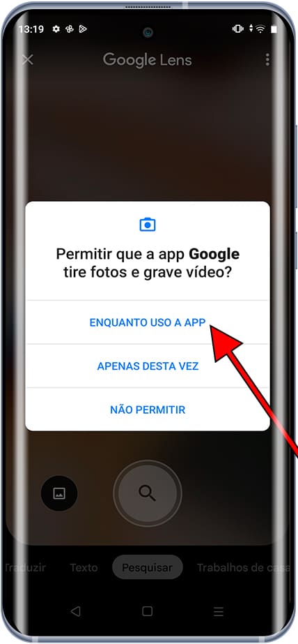 Conceder permissões ao Google Lens