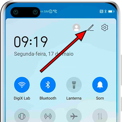 Editar ícone do painel rápido Honor View 10