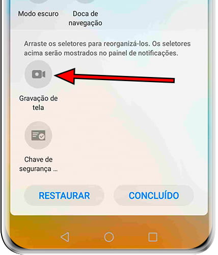 Editar painel rápido Honor View 10