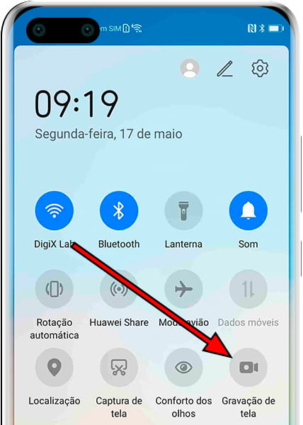 Ícone da tela de gravação Mate 60 RS Ultimate