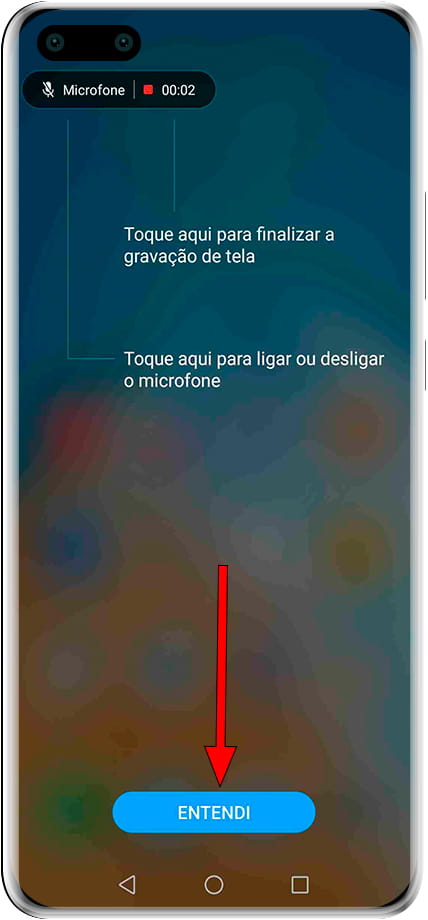 Tela de registro de mensagem final Huawei