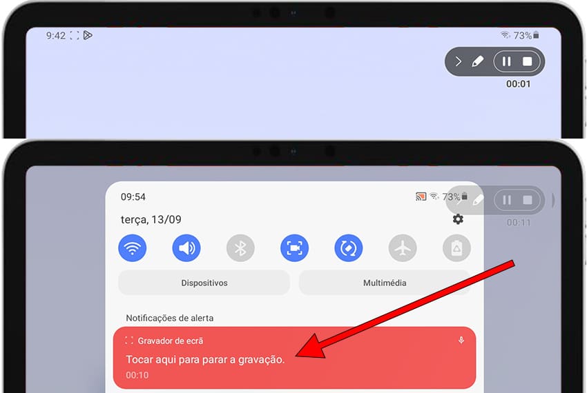 Parar a gravação da tela Galaxy Tab Pro 10.1 LTE