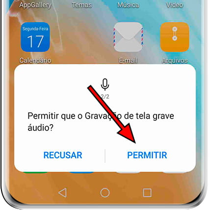 Gravar mensagem de permissão de áudio Huawei nova 10z