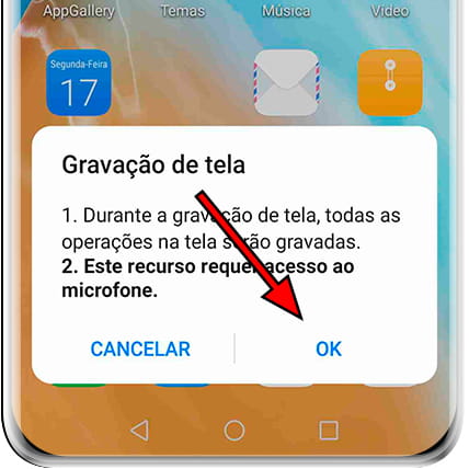 Mensagem de permissão de gravação do microfone Huawei