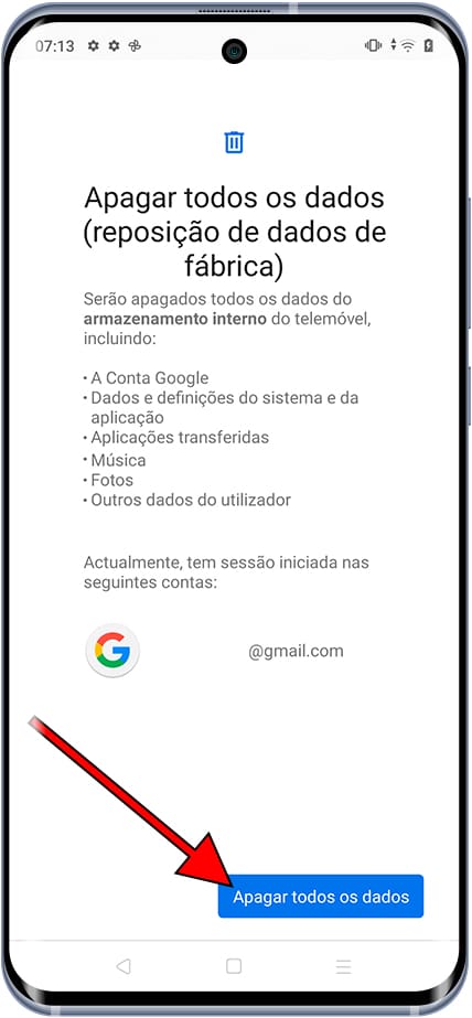 Apagar todos os dados Android