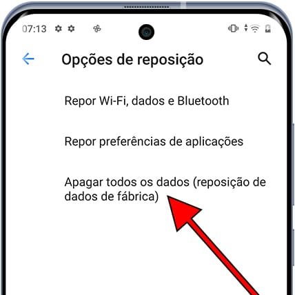 Reposição de dados de fábrica Android