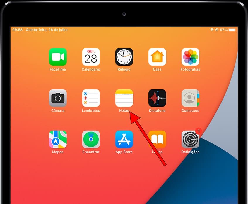 Aplicativo de notas iPad Air (2019)